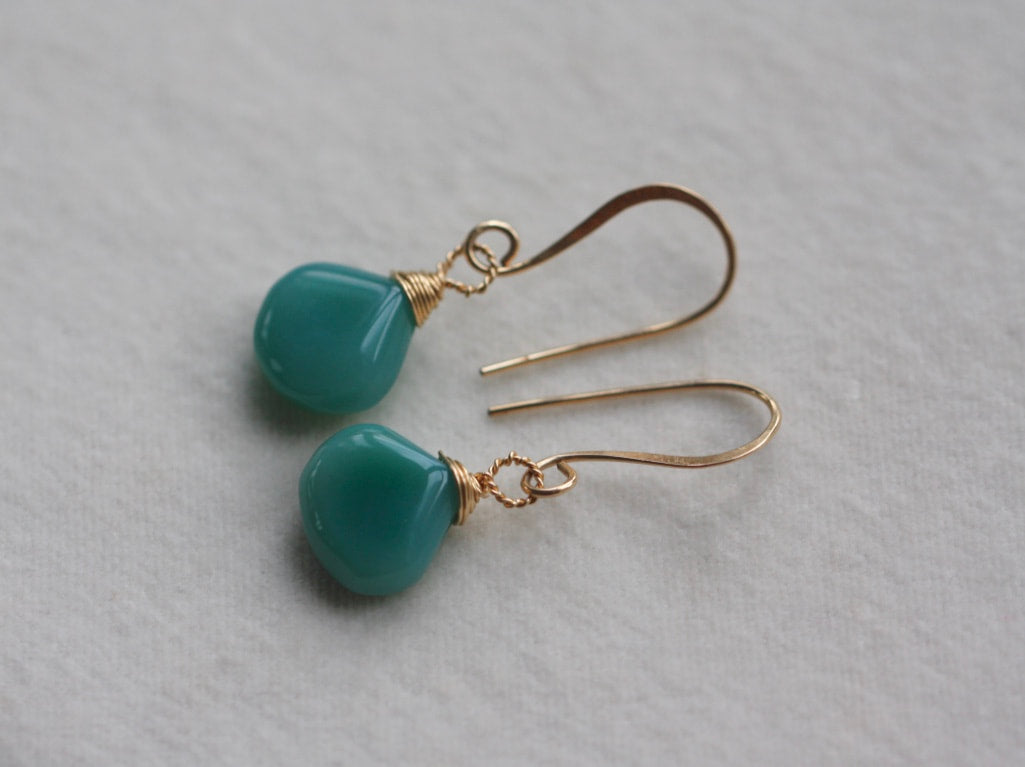 Soft Teal Blue Chalcedony Earrings