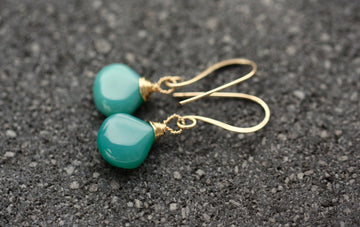 Soft Teal Blue Chalcedony Earrings