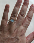 Uncut Natural Blue Brazilian Santa Maria Aquamarine Crystal Ring, March Birthstone