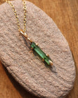 Raw Green Indicolite Tourmaline Pendant Necklace