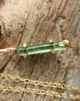 Raw Green Indicolite Tourmaline Pendant Necklace