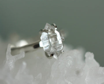 Natural Herkimer Diamond Ring, Diamond Quartz Ring, Twin Herkimer Ring