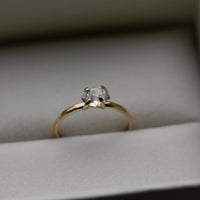 Natural Raw Herkimer Diamond Ring, 14k Gold