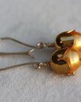 Yellow Freshwater Pearl Acorn/Tulip Earrings