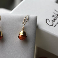 Orange Freshwater Pearl Acorn/Tulip Earrings
