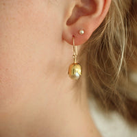 Cream White Freshwater Pearl Acorn/Tulip Earrings