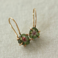 Bi-Color Watermelon Tourmaline Slice Earrings, Green and Pink Tourmaline Earrings