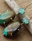 Tibetan Turquoise and Raw Madagascar Neon Apatite Earrings