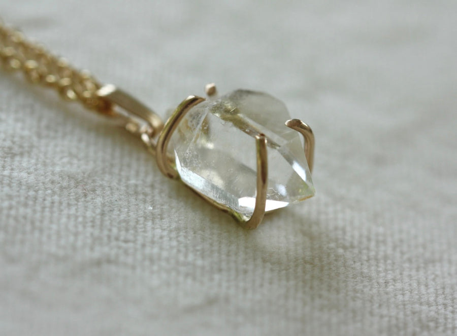 Natural Herkimer Diamond Pendant Necklace, April Birthstone Necklace