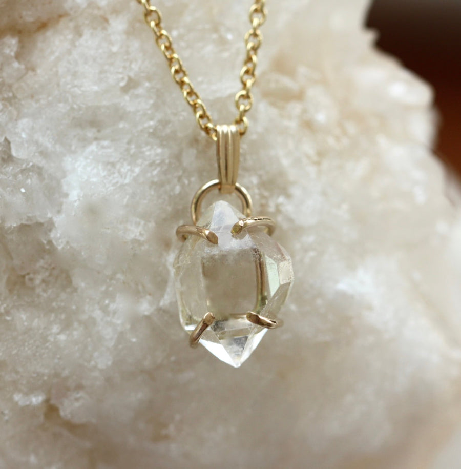 Natural Herkimer Diamond Pendant Necklace, April Birthstone Necklace