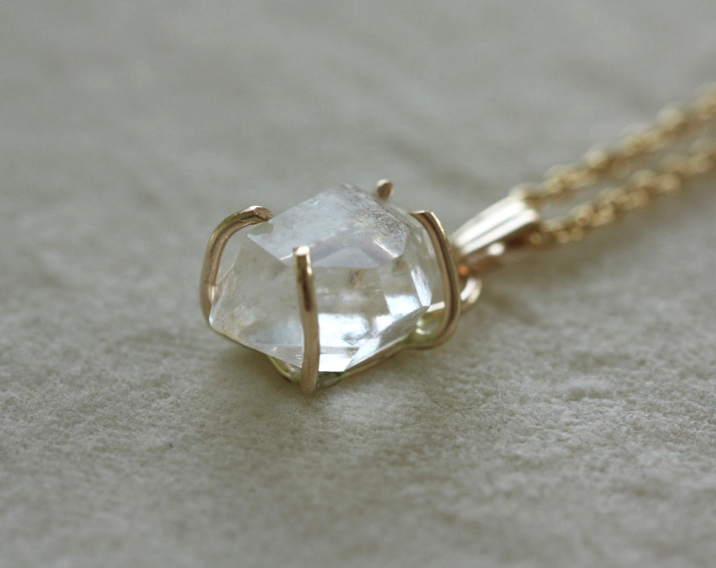 Natural Herkimer Diamond Pendant Necklace, April Birthstone Necklace