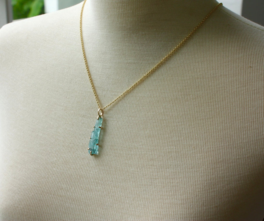 AS SEEN IN TATLER UK Raw, Unpolished Brazilian Santa Maria Aquamarine Pendant Necklace, March Birthstone Pendant Necklace