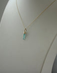Raw Paraiba Blue/Green Tourmaline Pendant Necklace, October Birthstone Pendant Necklace, 14k Gold