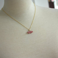 Raw Pink Tourmaline Pendant Necklace, October Birthstone Pendant Necklace