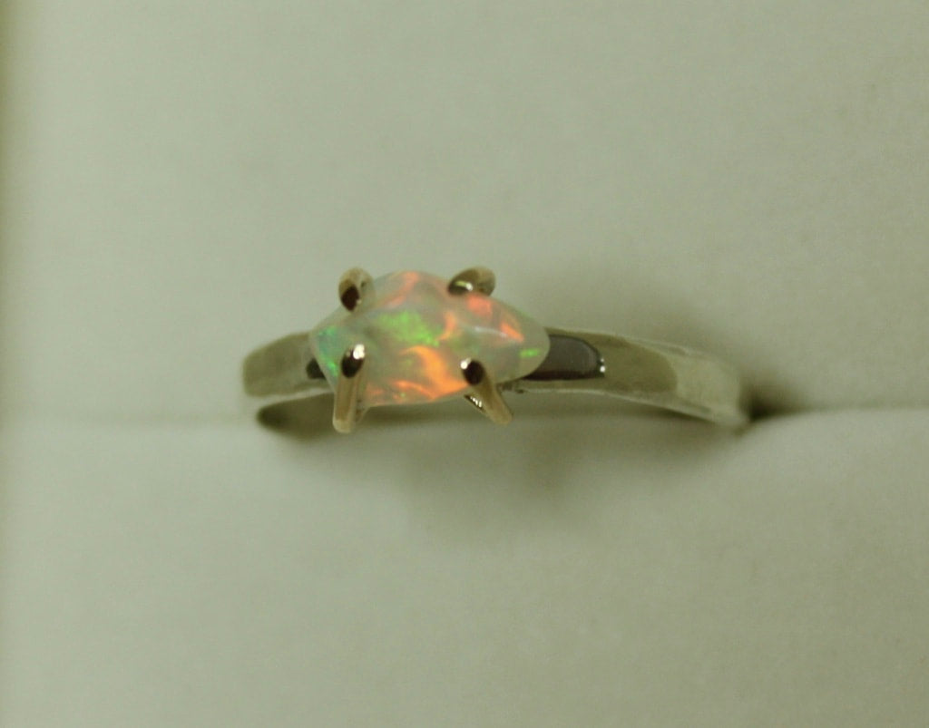 Raw Ethiopian Opal Ring, October Birthstone Ring