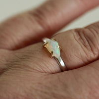 Raw Ethiopian Opal Ring, October Birthstone Ring