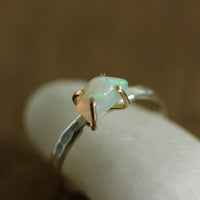 Raw Ethiopian Opal Ring, October Birthstone Ring