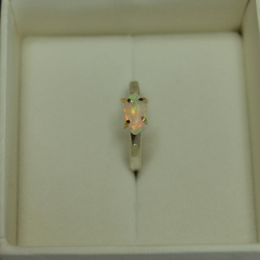 Raw Ethiopian Opal Ring, October Birthstone Ring