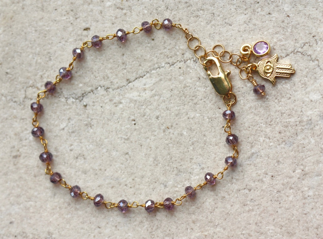 Mystic Amethyst Rosary Bracelet, February Birthstone Bracelet
