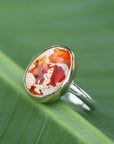 Mexican Fire Opal Ring, Mexican Cantera Opal Ring, 14k Gold and Sterling Silver