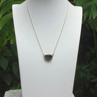 Raw Bicolor Watermelon Tourmaline Slice 'Heart' Necklace Pendant, October Birthstone Necklace Pendant