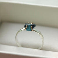 Raw Indicolite Blue Tourmaline Ring, Natural Indicolite Tourmaline Crystal Ring, October Birthstone Ring