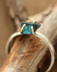 Raw Indicolite Blue Tourmaline Ring, Natural Indicolite Tourmaline Crystal Ring, October Birthstone Ring