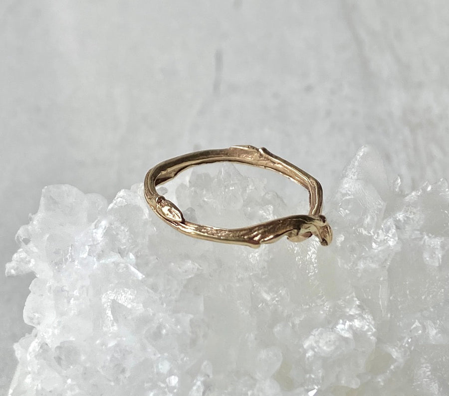 Gold Blueberry Twig Ring, Twig Engagement Ring, Twig Wedding Ring, Twig Stacking Ring