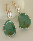 Green Bi-Color Tourmaline and Herkimer Diamond Earrings
