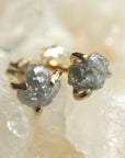 Raw Rough Diamond Stud Earrings, April Birthstone Earrings