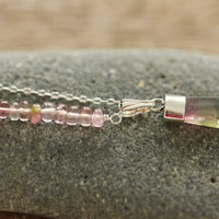 Watermelon Bi-Color Tourmaline Crystal Point Pendant Necklace