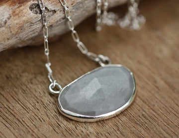 Grey Moonstone Pendant Necklace