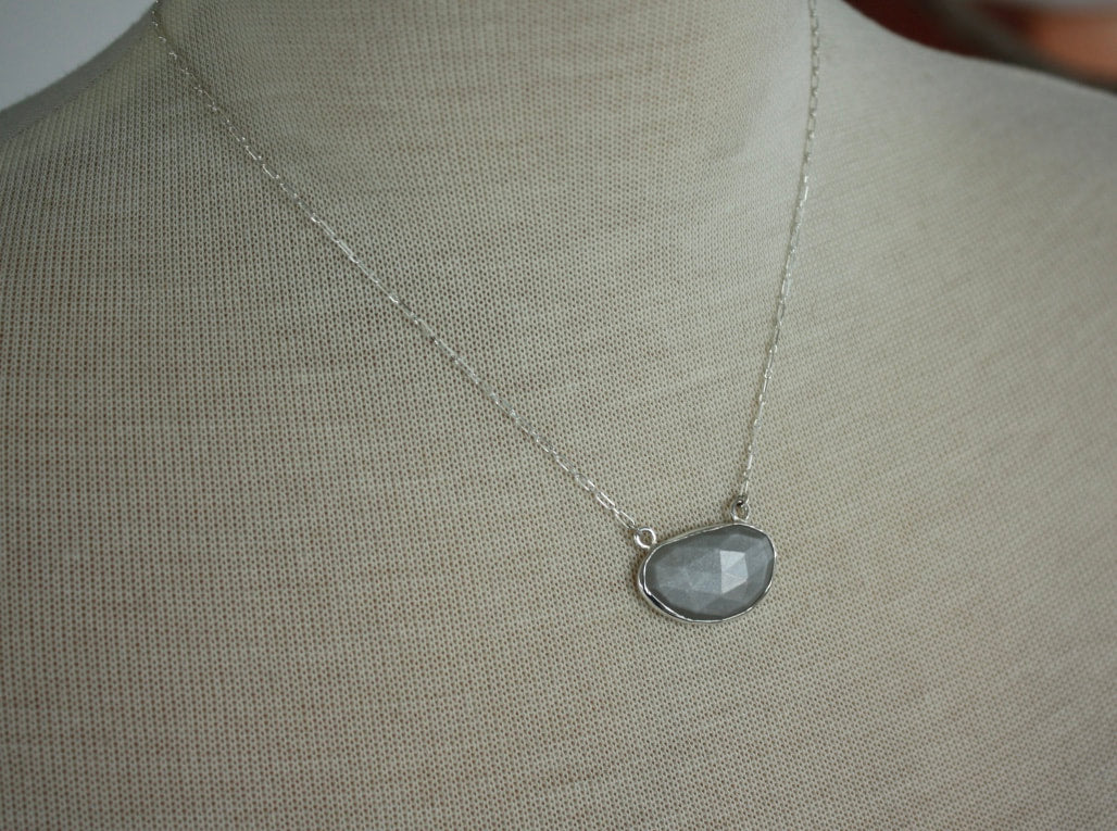Grey Moonstone Pendant Necklace