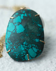 Large Natural Tibetan Turquoise Pendant Necklace, December Birthstone Pendant Necklace