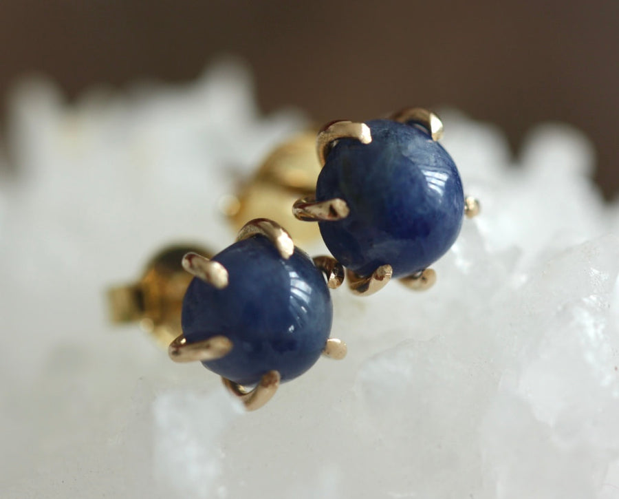 Blue Sapphire Post Earrings, September Birthstone Earrings