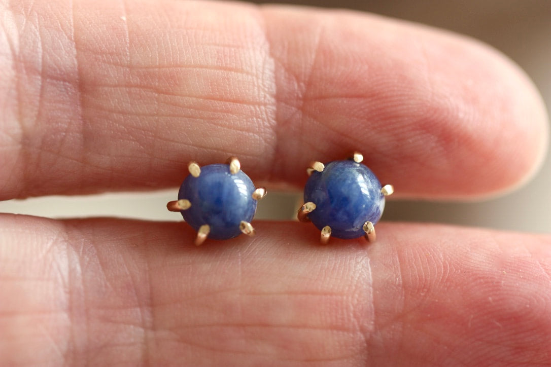 Blue Sapphire Post Earrings, September Birthstone Earrings