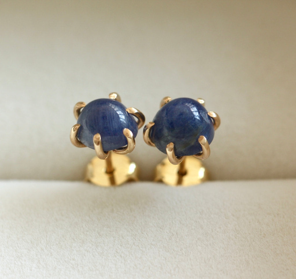 Blue Sapphire Post Earrings, September Birthstone Earrings