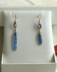 Raw Blue Kyanite Stick and Iolite  Earrings