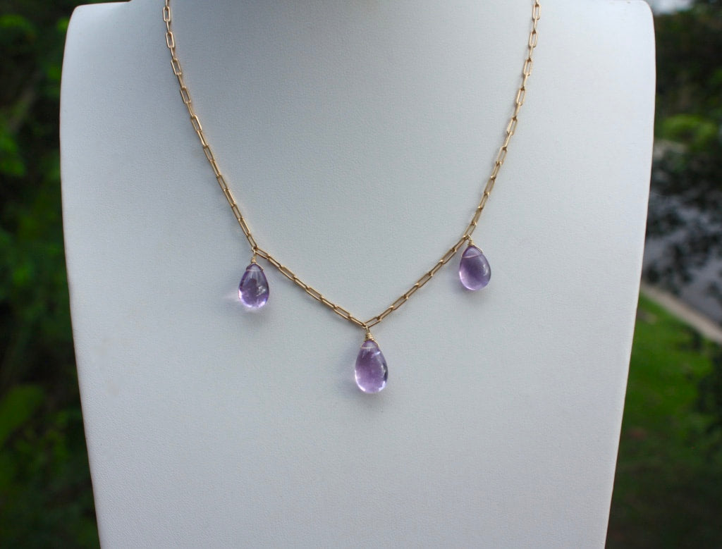 Brazilian Amethyst Necklace, February Birthstone Necklace