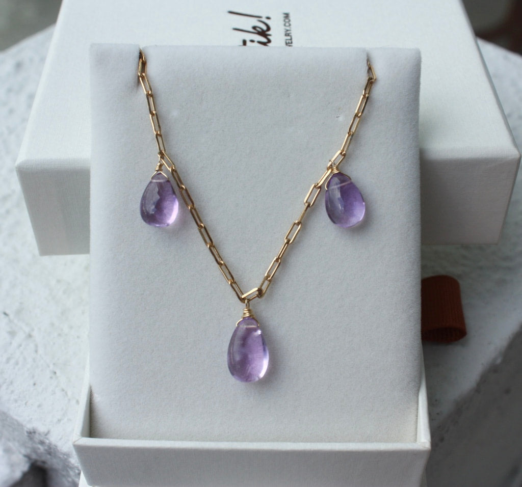 Brazilian Amethyst Necklace, February Birthstone Necklace