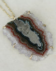 Amethyst Stalactite Slice Pendant Necklace, February Birthstone Pendant Necklace