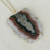 Amethyst Stalactite Slice Pendant Necklace, February Birthstone Pendant Necklace