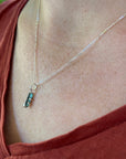 Raw Indicolite Blue Tourmaline Pendant Necklace, October Birthstone Pendant Necklace
