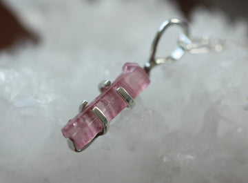 Raw Soft Pink Tourmaline Pendant Necklace, October Birthstone Pendant Necklace