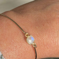 Delicate Rainbow Moonstone Bangle Bracelet