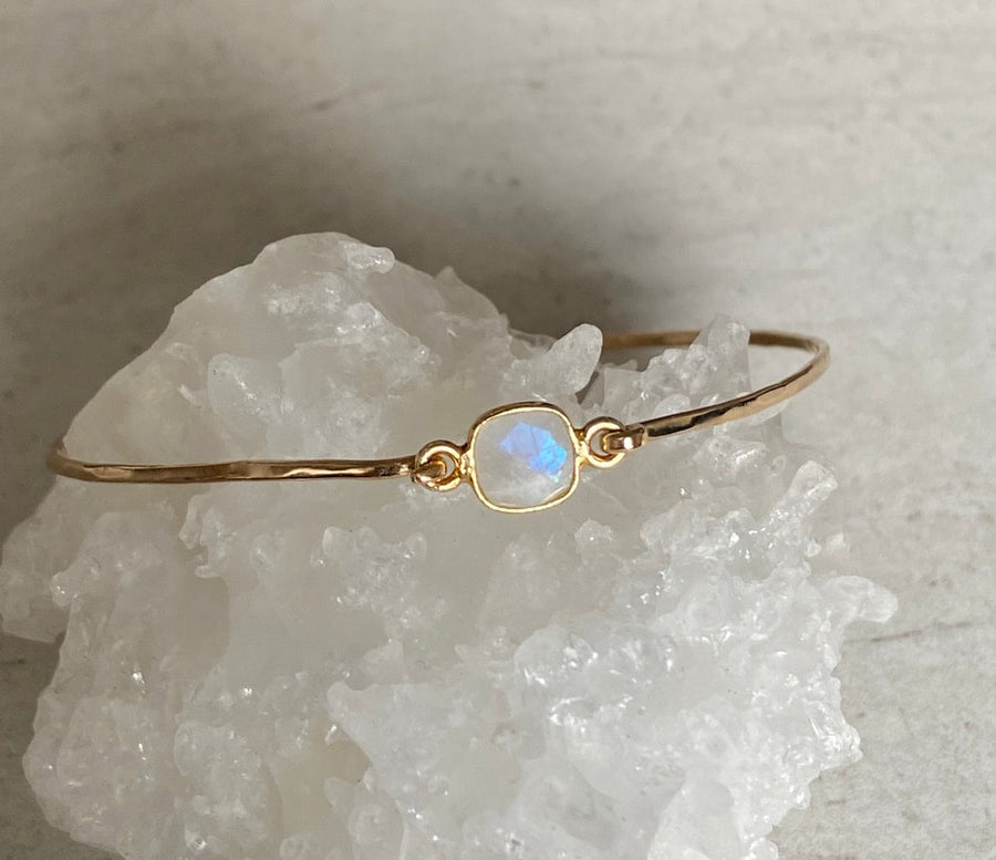 Delicate Rainbow Moonstone Bangle Bracelet