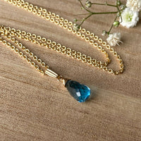 London Blue Topaz Pendant Necklace,November Birthstone Necklace
