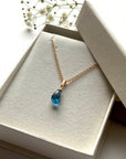 London Blue Topaz Pendant Necklace,November Birthstone Necklace