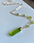 Peridot Crystal Point Necklace, August Birthstone Necklace