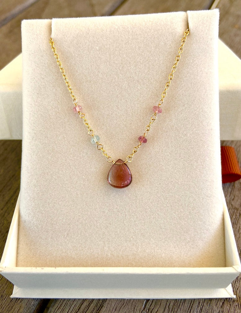 Watermelon Tourmaline Necklace, October Birthstone Necklace